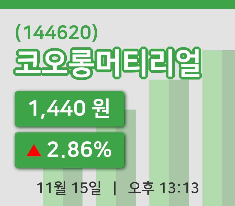 [코오롱머티리얼주가] 13시 13분 현재 1,440원