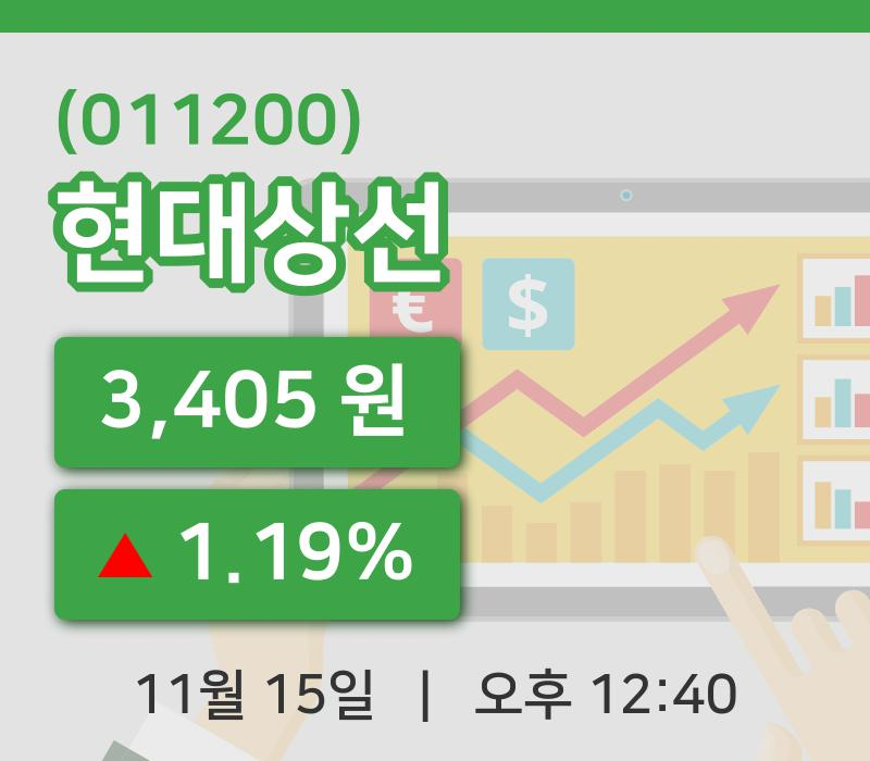 [현대상선주가] 15일 이시각 현재  3,405원