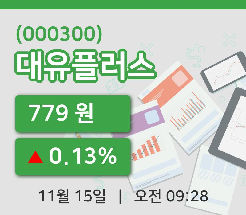 [대유플러스주가] 15일 이시각 현재  779원