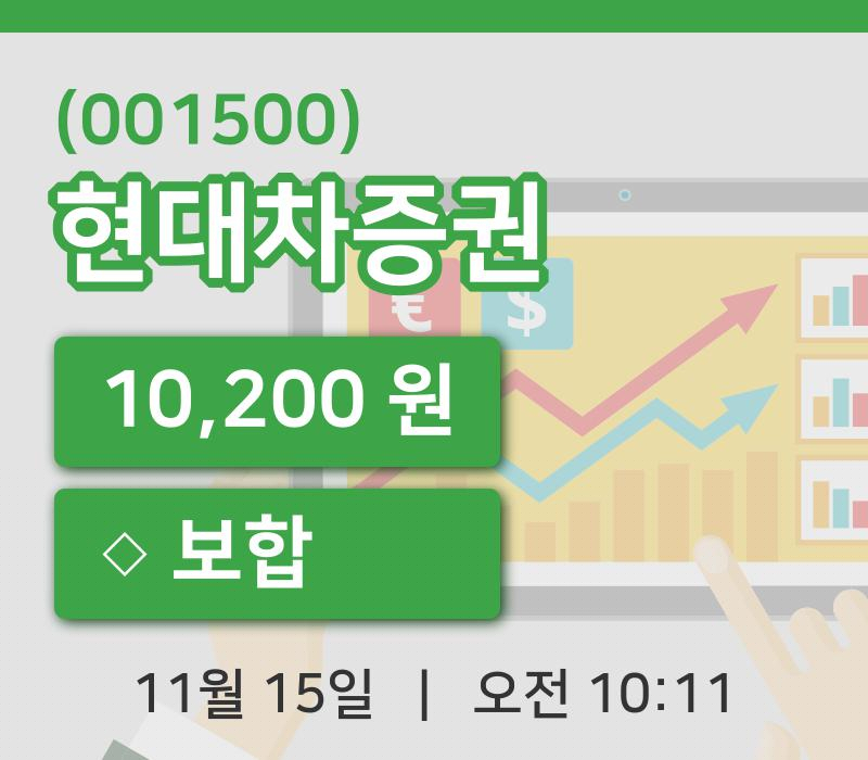 [현대차증권주가] 15일 이시각 현재  10,200원
