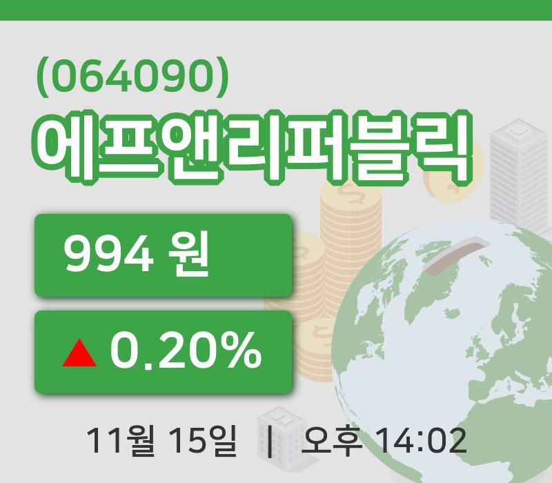 [에프앤리퍼블릭주가] 14시 02분 현재 994원