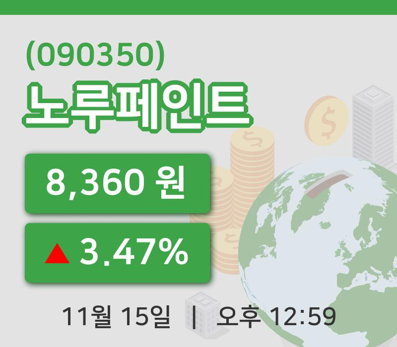 [노루페인트주가] 12시 59분 현재 8,360원