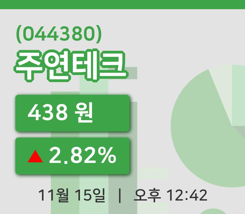 [주연테크주가] 12시 42분 현재 438원