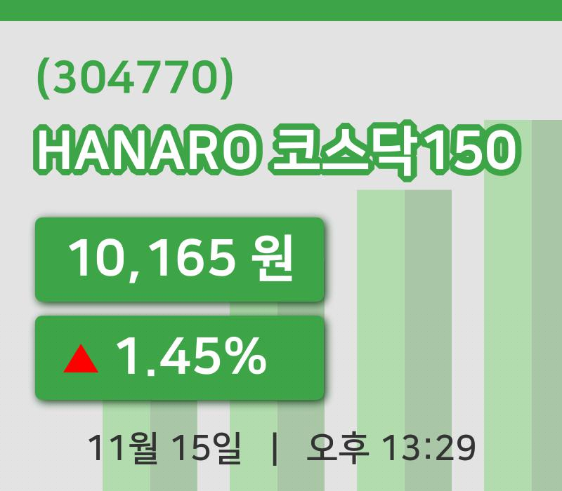 [HANARO 코스닥150주가] 15일 13시 29분 현재 10,165원