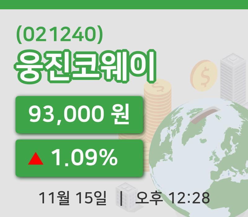 [웅진코웨이주가] 12시 28분 현재 93,000원