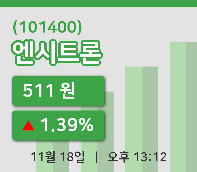 [엔시트론주가] 18일 13시 12분 현재 511원