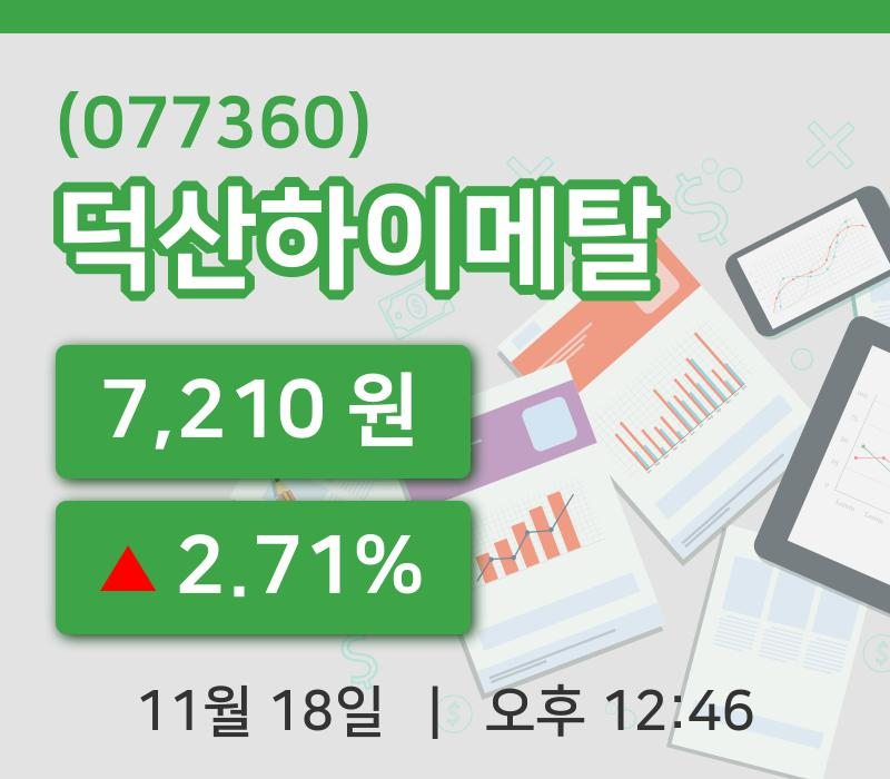 [덕산하이메탈주가] 18일 12시 46분 현재 7,210원