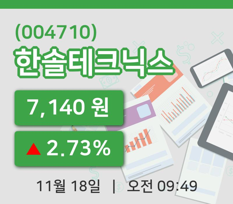 [한솔테크닉스주가] 9시 49분 현재 7,140원