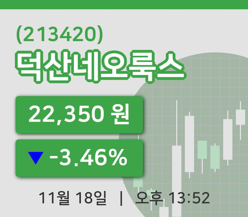 [덕산네오룩스주가] 18일 13시 52분 현재 22,350원
