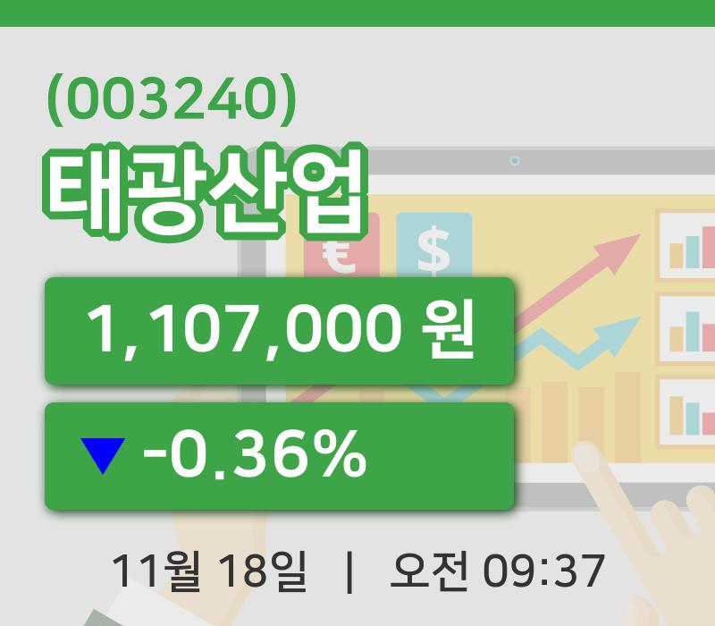 [태광산업주가] 18일 이시각 현재  1,107,000원