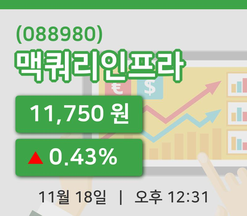 [맥쿼리인프라주가] 18일 12시 31분 현재 11,750원