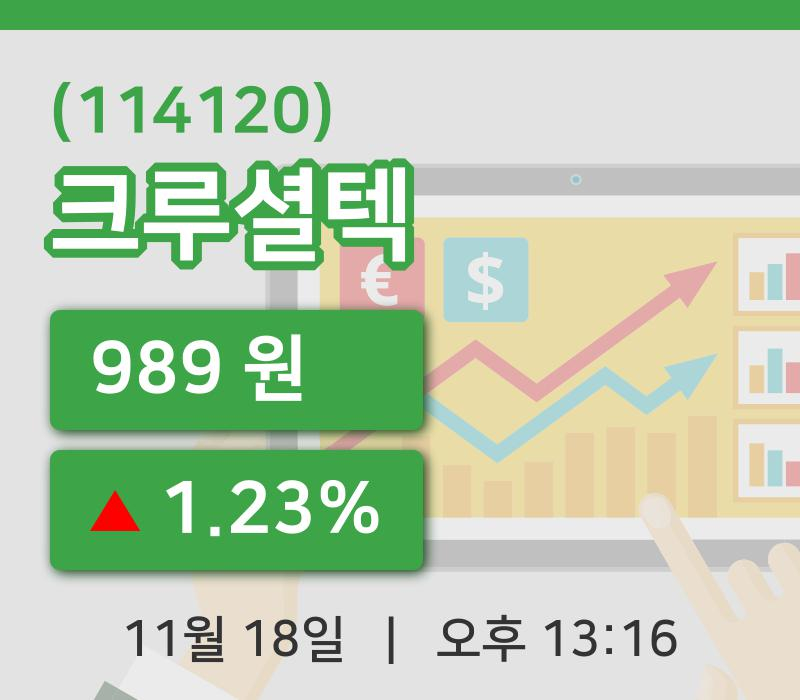 [크루셜텍주가] 18일 이시각 현재  989원