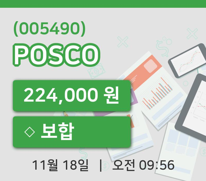 [POSCO주가] 18일 이시각 현재  224,000원