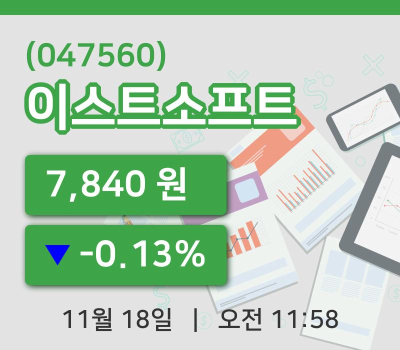 [이스트소프트주가] 11시 58분 현재 7,840원