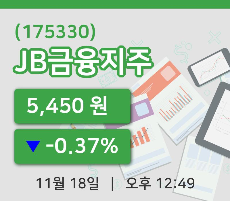 [JB금융지주주가] 18일 12시 49분 현재 5,450원