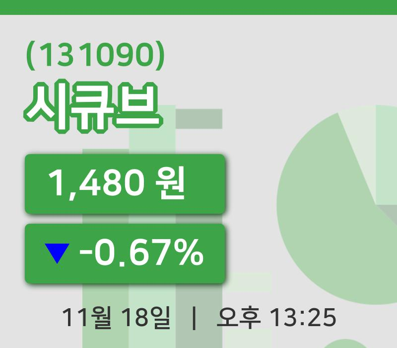 [시큐브주가] 13시 25분 현재 1,480원