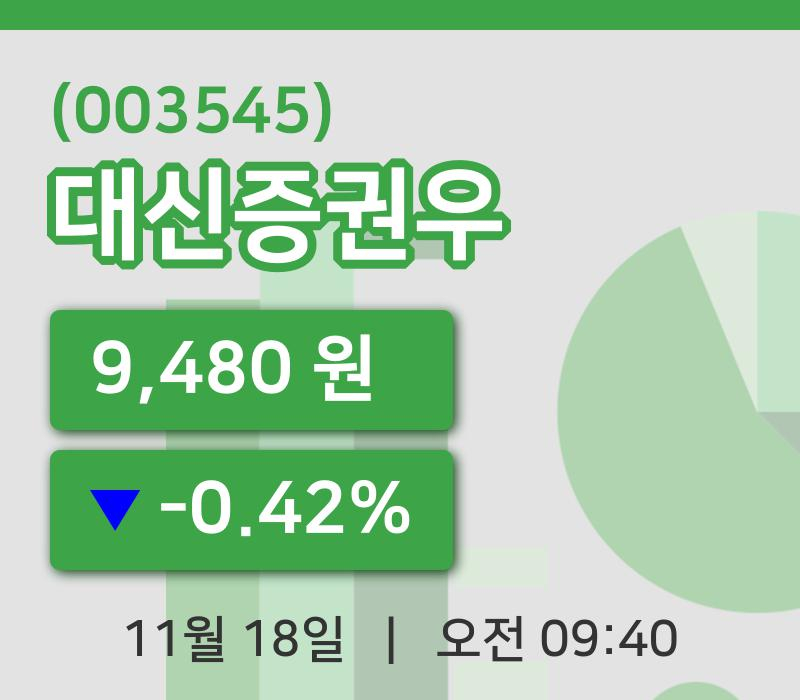 [대신증권우주가] 9시 40분 현재 9,480원
