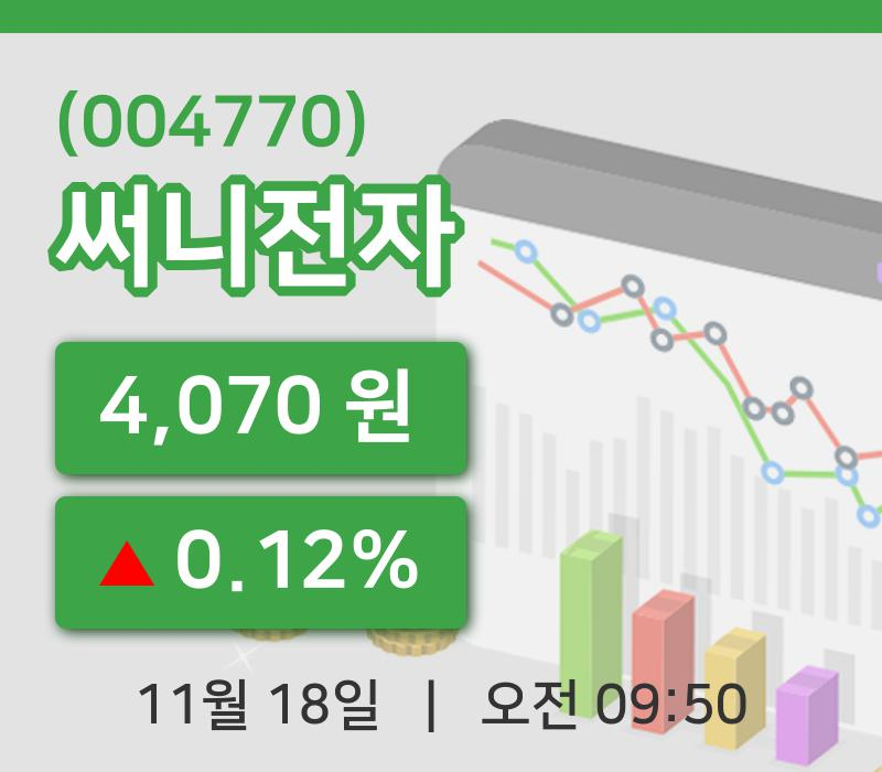 [써니전자주가] 18일 9시 50분 현재 4,070원