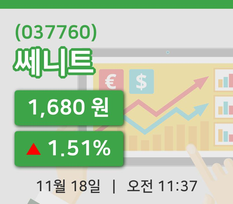 [쎄니트주가] 11시 37분 현재 1,680원