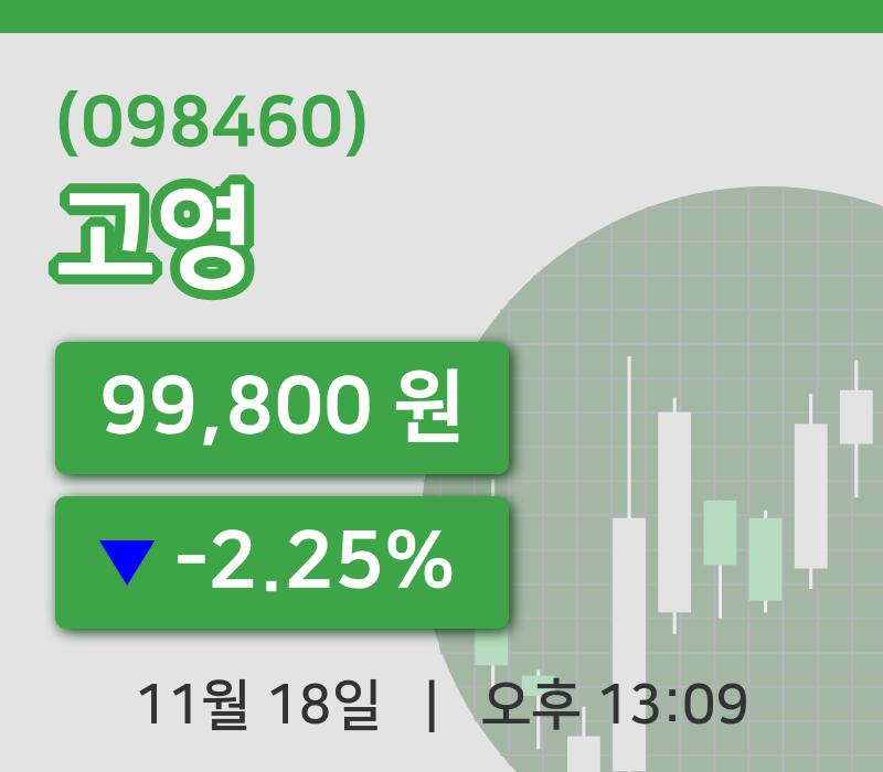 [고영주가] 13시 09분 현재 99,800원