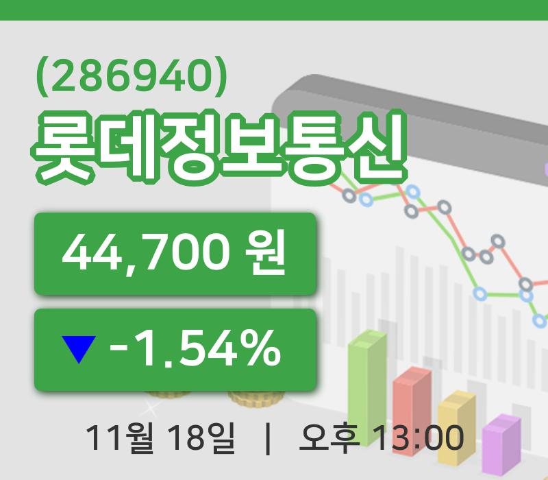 [롯데정보통신주가] 18일 이시각 현재  44,700원
