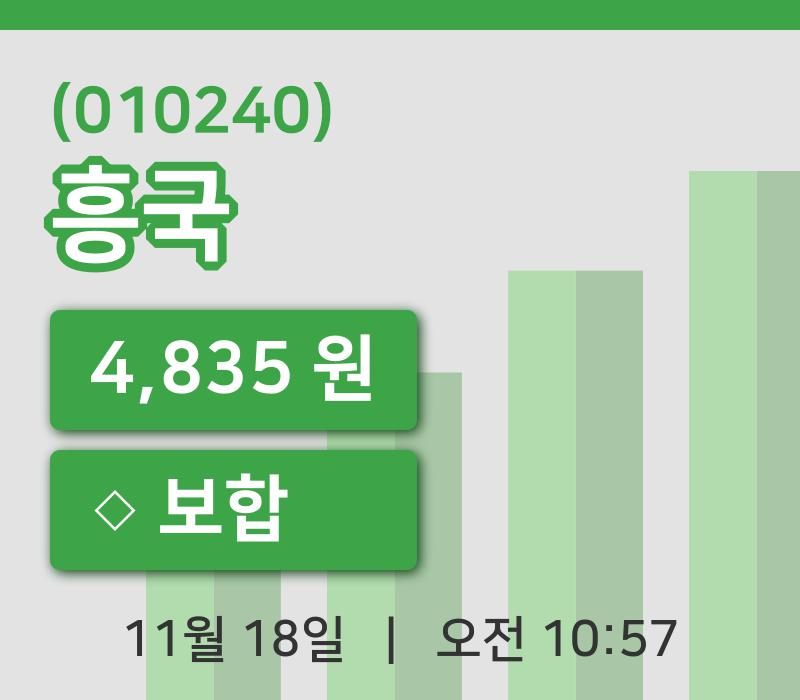 [흥국주가] 18일 10시 57분 현재 4,835원