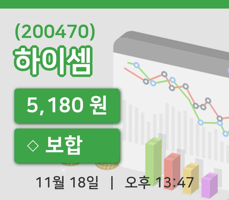 [하이셈주가] 13시 47분 현재 5,180원