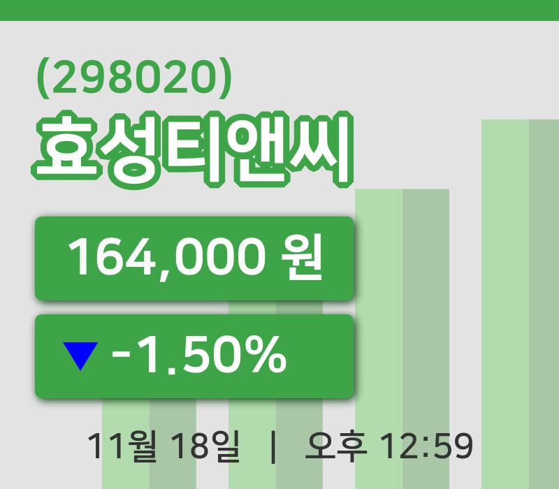 [효성티앤씨주가] 12시 59분 현재 164,000원