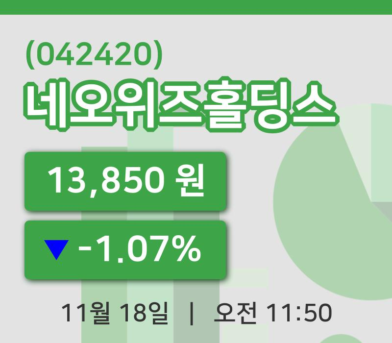 [네오위즈홀딩스주가] 11시 50분 현재 13,850원