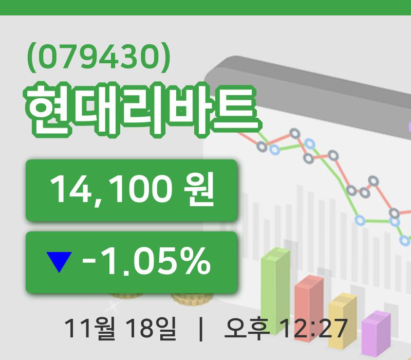 [현대리바트주가] 18일 이시각 현재  14,100원