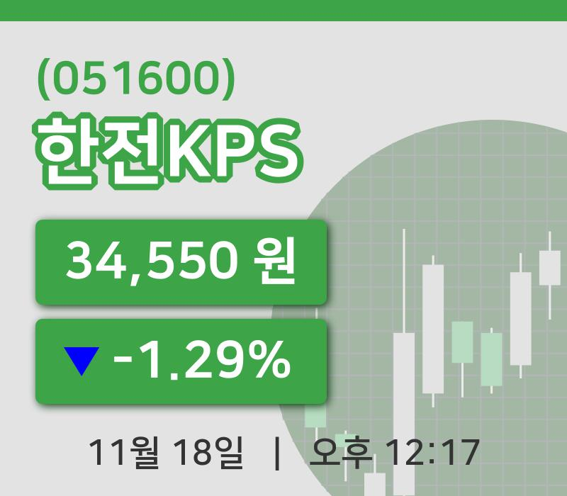 [한전KPS주가] 12시 17분 현재 34,550원
