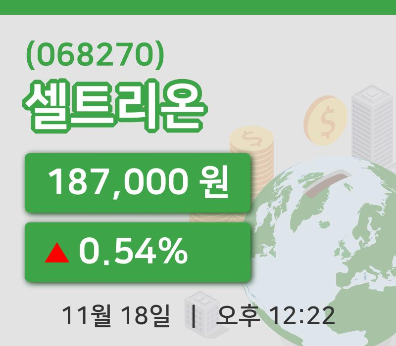 [셀트리온주가] 18일 12시 22분 현재 187,000원