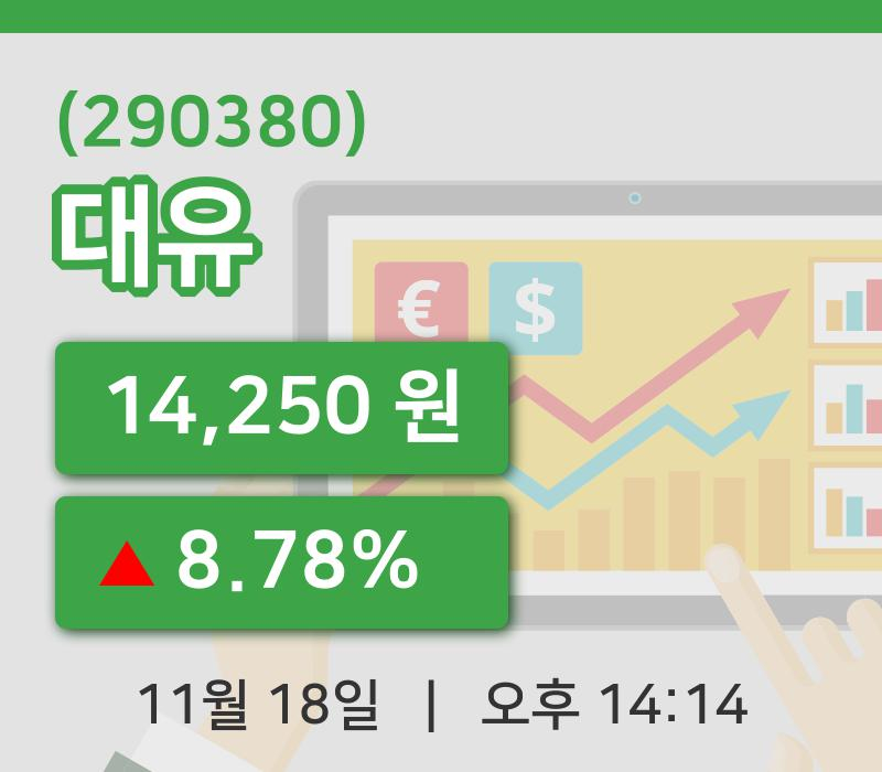 [대유주가] 18일 이시각 현재  14,250원