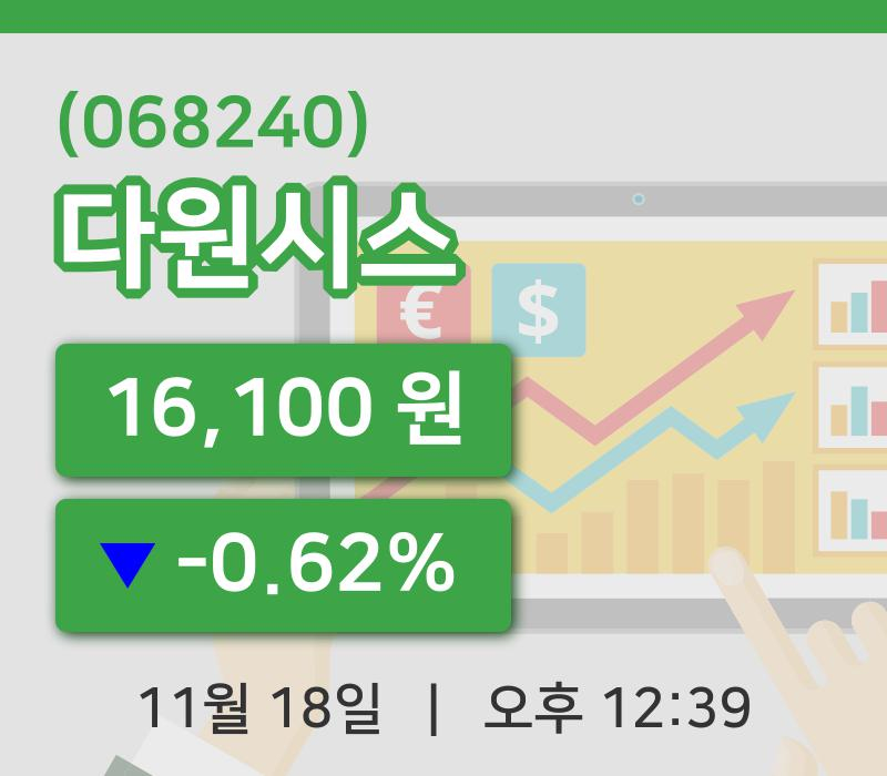 [다원시스주가] 18일 이시각 현재  16,100원