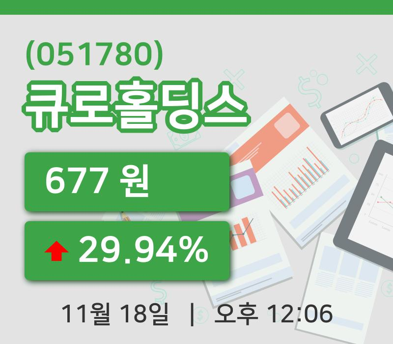[큐로홀딩스주가] 18일 12시 06분 현재 677원