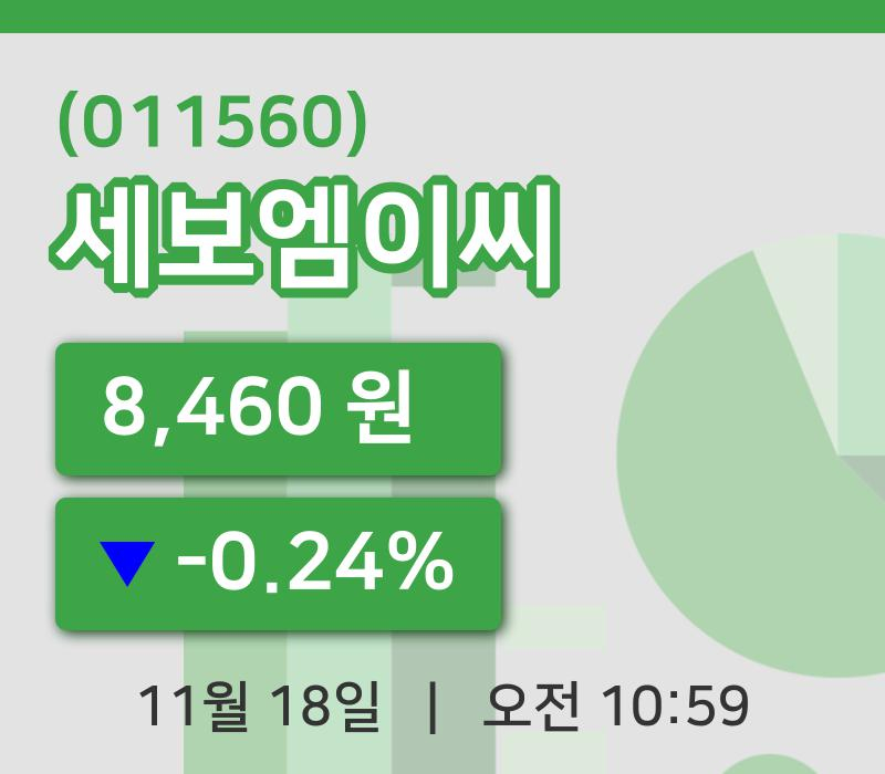[세보엠이씨주가] 10시 59분 현재 8,460원