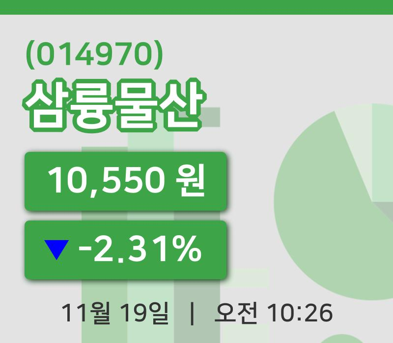 [삼륭물산주가] 19일 10시 26분 현재 10,550원