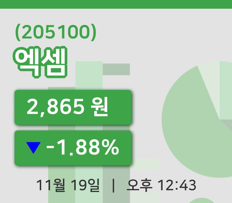 [엑셈주가] 19일 이시각 현재  2,865원