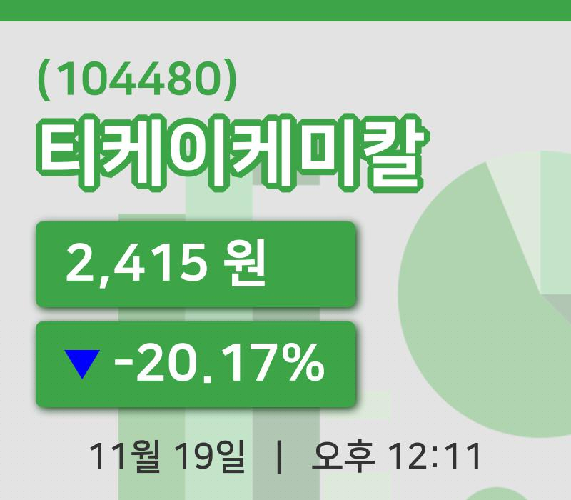 [티케이케미칼주가] 19일 이시각 현재  2,415원