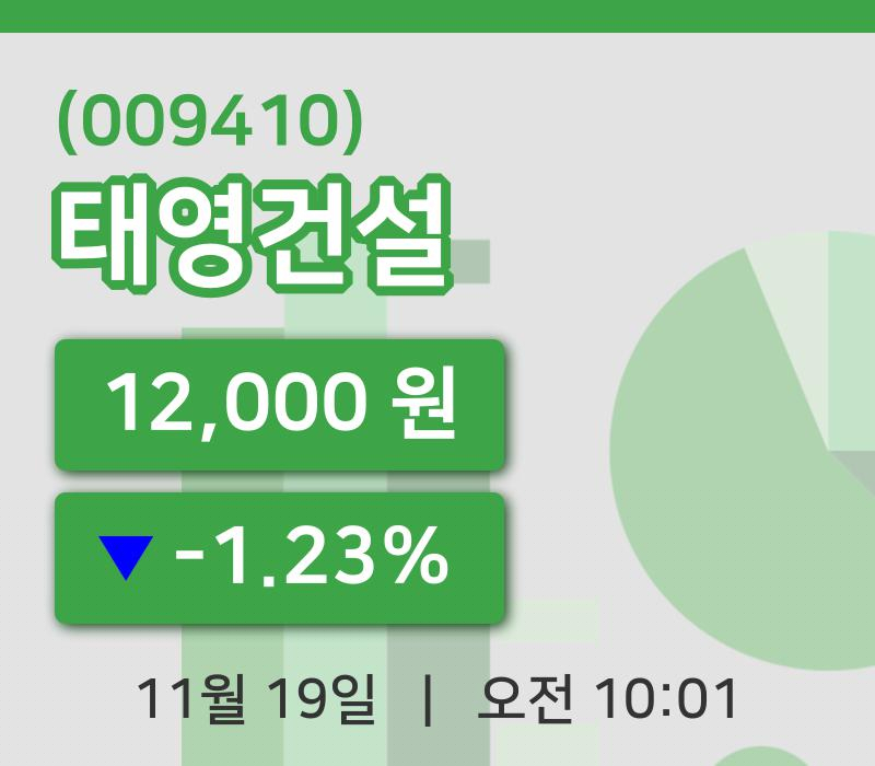 [태영건설주가] 10시 01분 현재 12,000원