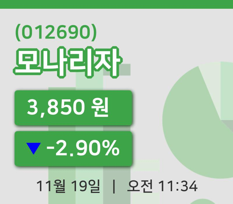 [모나리자주가] 19일 이시각 현재  3,850원
