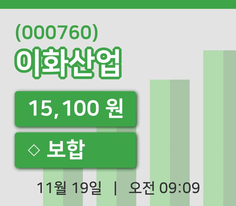 [이화산업주가] 19일 9시 09분 현재 15,100원