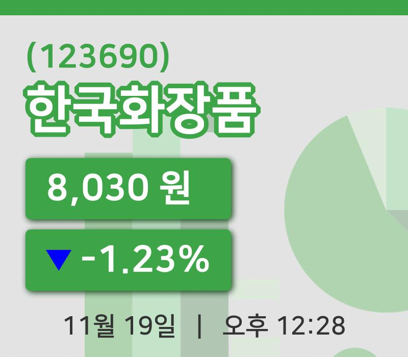 [한국화장품주가] 19일 12시 28분 현재 8,030원