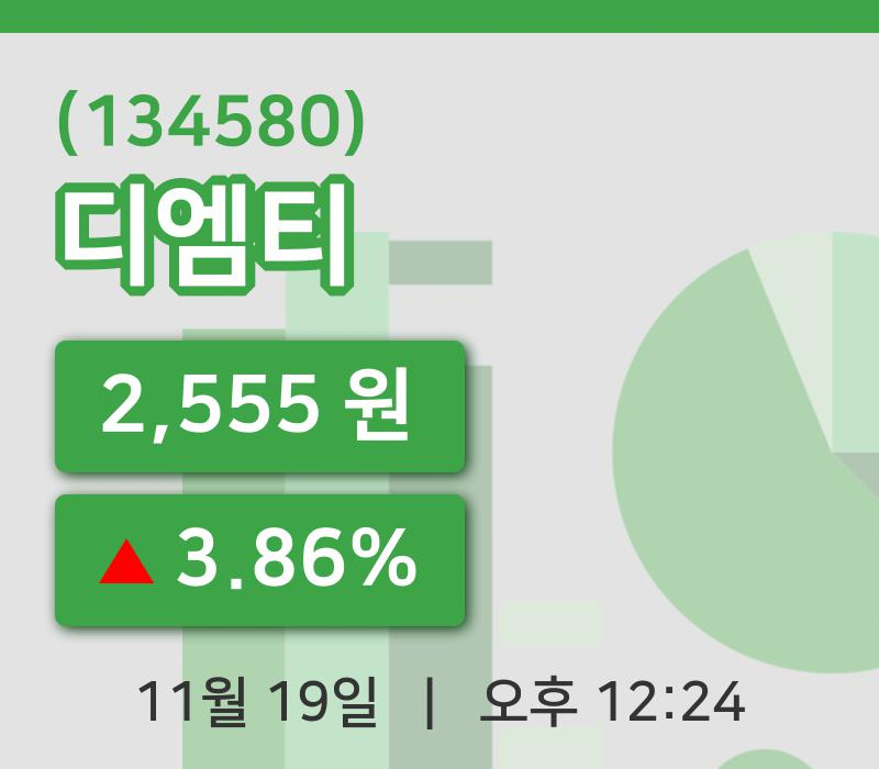 [디엠티주가] 19일 이시각 현재  2,555원