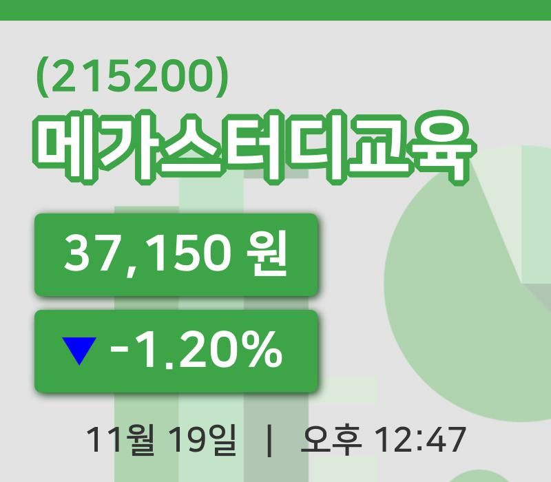 [메가스터디교육주가] 12시 47분 현재 37,150원