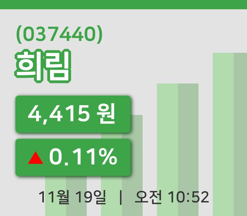 [희림주가] 10시 52분 현재 4,415원