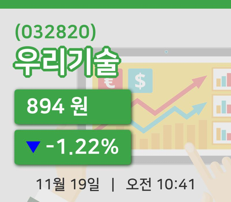 [우리기술주가] 19일 10시 41분 현재 894원