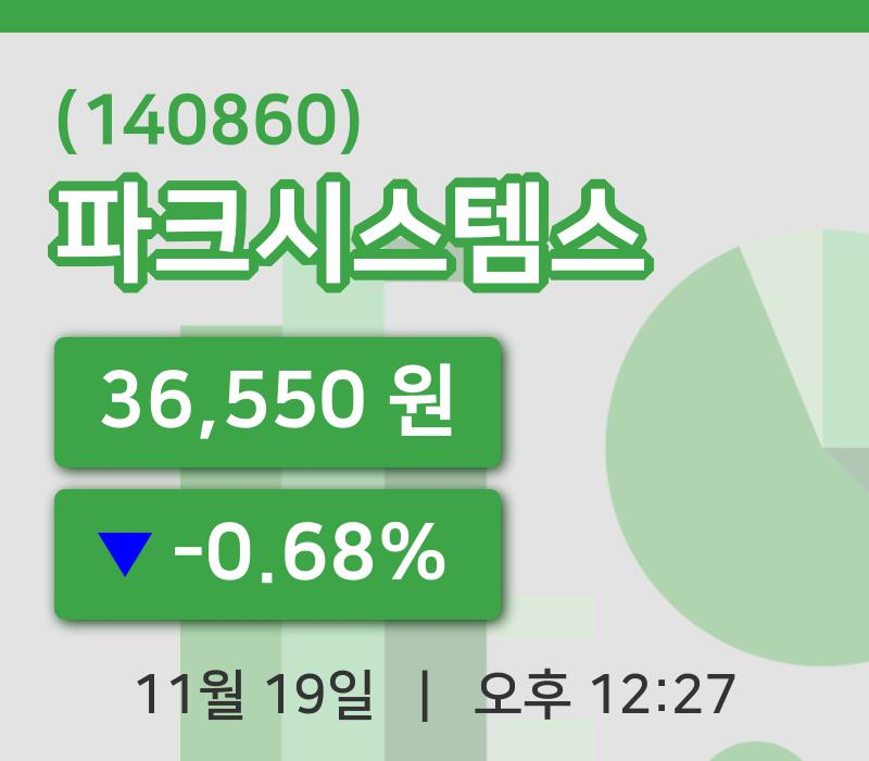[파크시스템스주가] 19일 이시각 현재  36,550원
