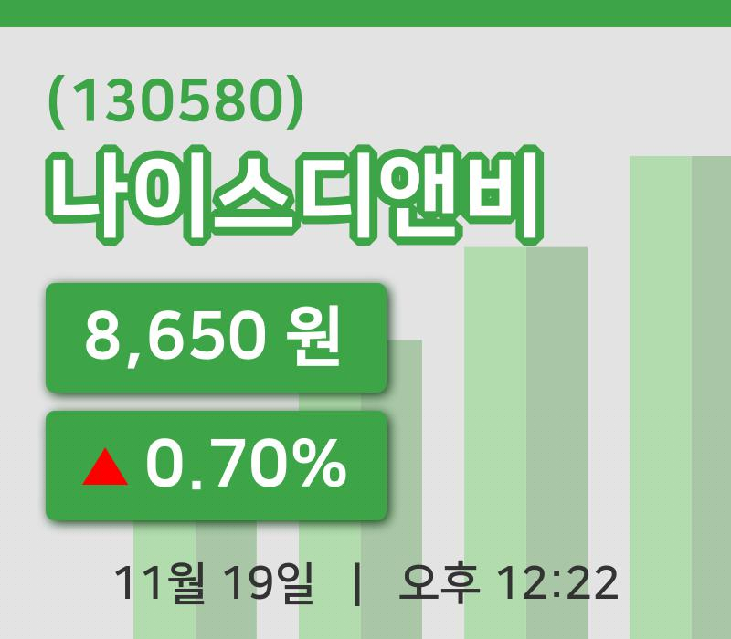 [나이스디앤비주가] 19일 이시각 현재  8,650원