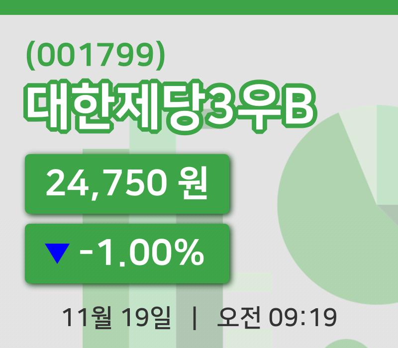 [대한제당3우B주가] 19일 이시각 현재  24,750원
